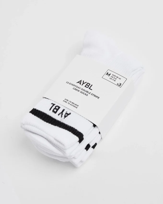 Everyday Double Stripe Crew Socks (3 Pack)