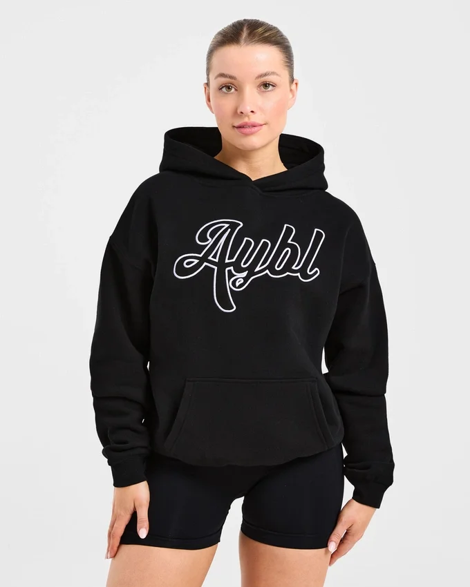 Script Embroidered Oversized Hoodie