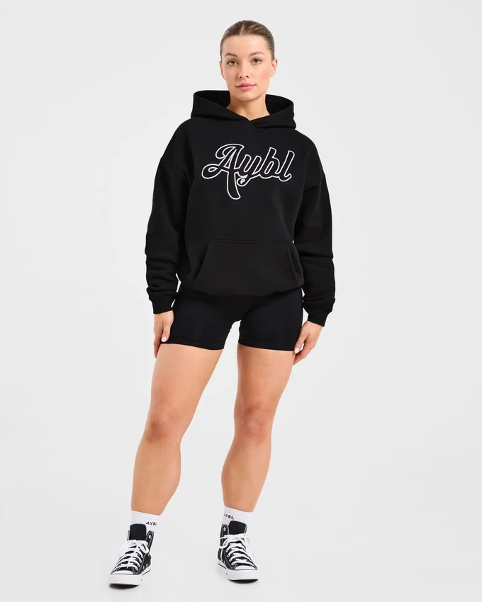 Script Embroidered Oversized Hoodie