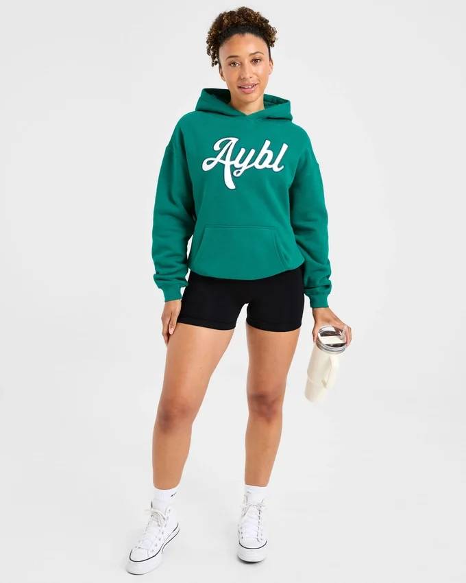 Script Embroidered Oversized Hoodie