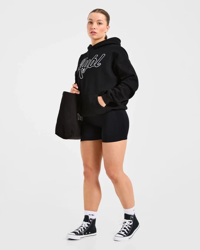 Script Embroidered Oversized Hoodie