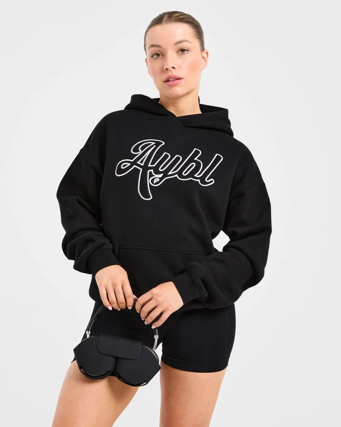 Script Embroidered Oversized Hoodie