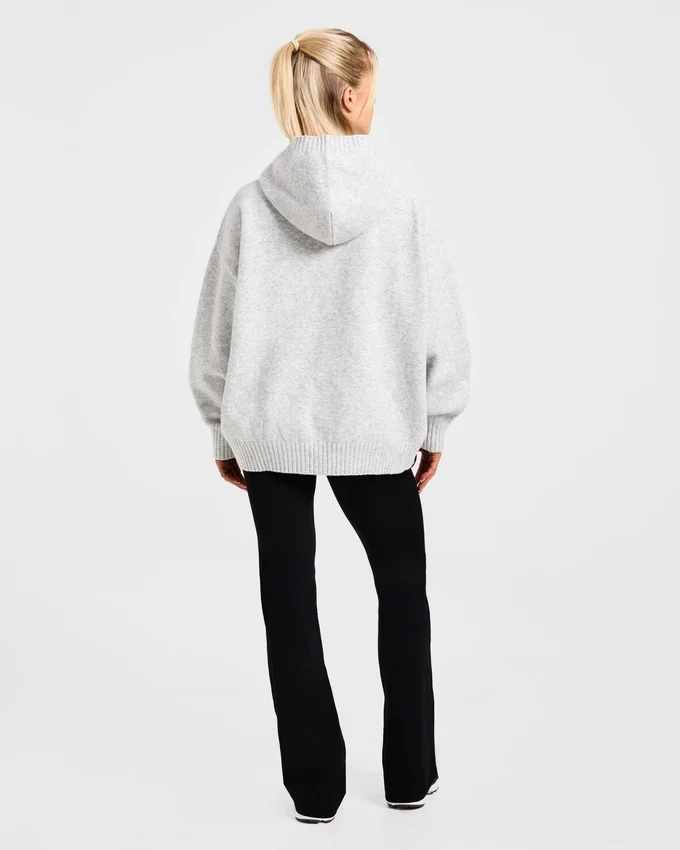 Varsity Minimal Logo Oversized Knitted Hoodie