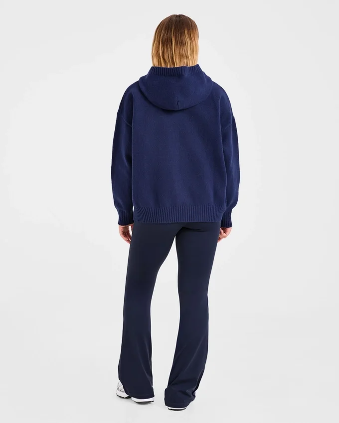 Varsity Minimal Logo Oversized Knitted Hoodie