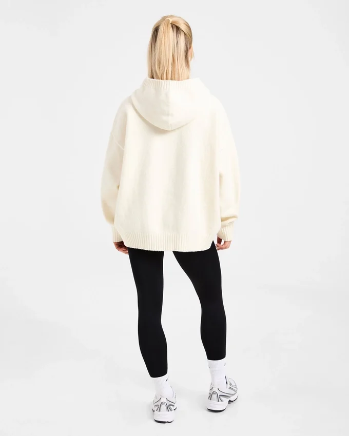 Varsity Minimal Logo Oversized Knitted Hoodie