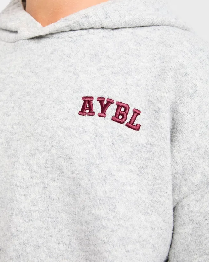 Varsity Minimal Logo Oversized Knitted Hoodie