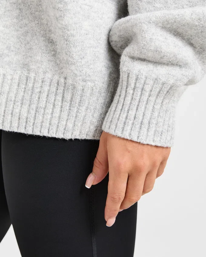 Varsity Minimal Logo Oversized Knitted Hoodie