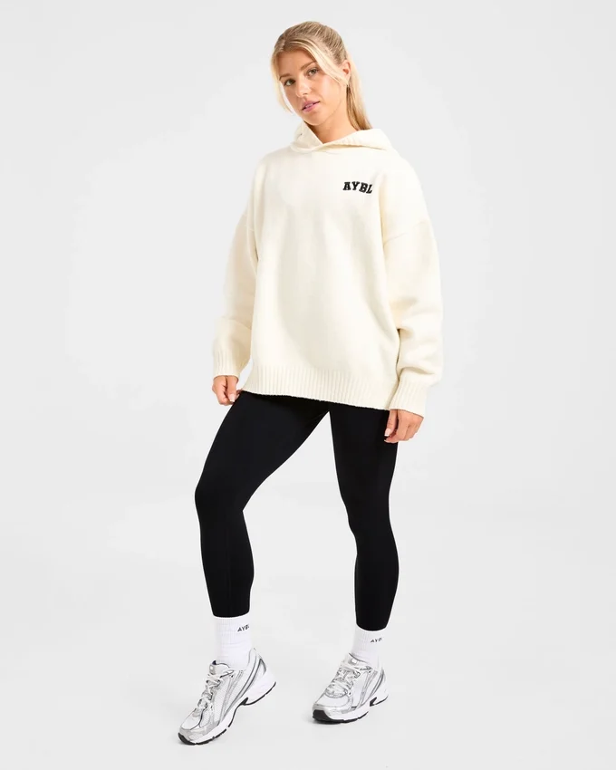 Varsity Minimal Logo Oversized Knitted Hoodie