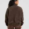 Varsity Oversized Fleece Zip Up Jacket