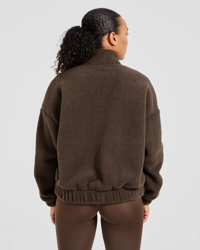 Varsity Oversized Fleece Zip Up Jacket