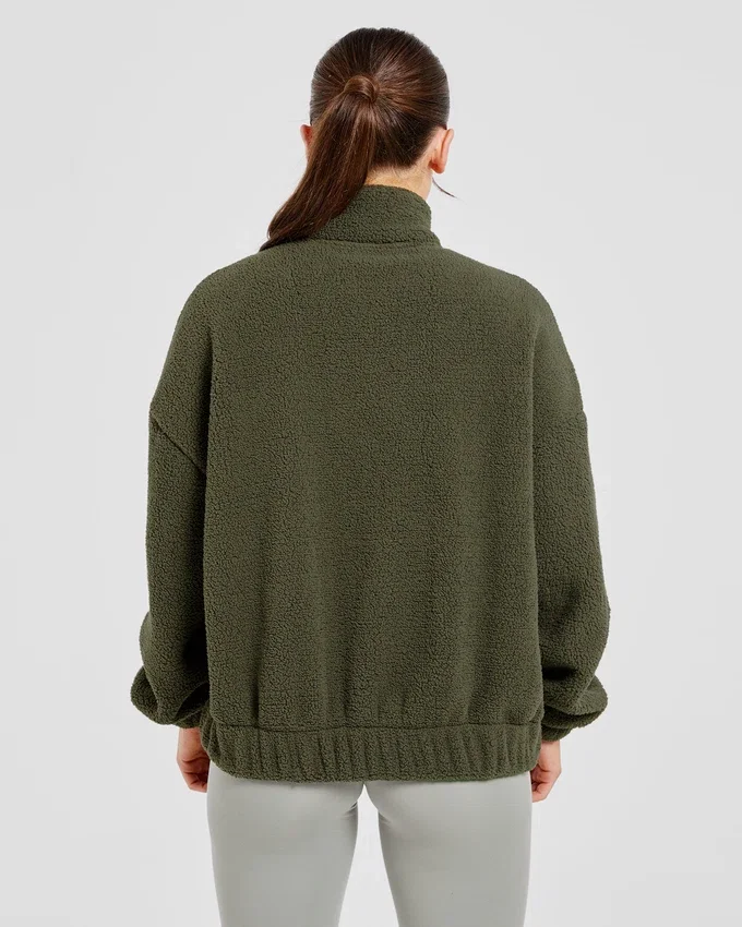 Varsity Oversized Fleece Zip Up Jacket