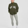 Varsity Oversized Fleece Zip Up Jacket