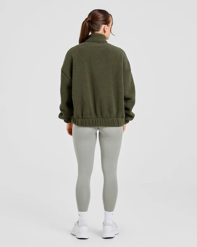 Varsity Oversized Fleece Zip Up Jacket