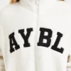 Varsity Oversized Fleece Zip Up Jacket