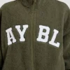 Varsity Oversized Fleece Zip Up Jacket