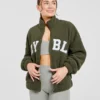 Varsity Oversized Fleece Zip Up Jacket