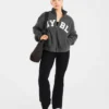 Varsity Oversized Fleece Zip Up Jacket